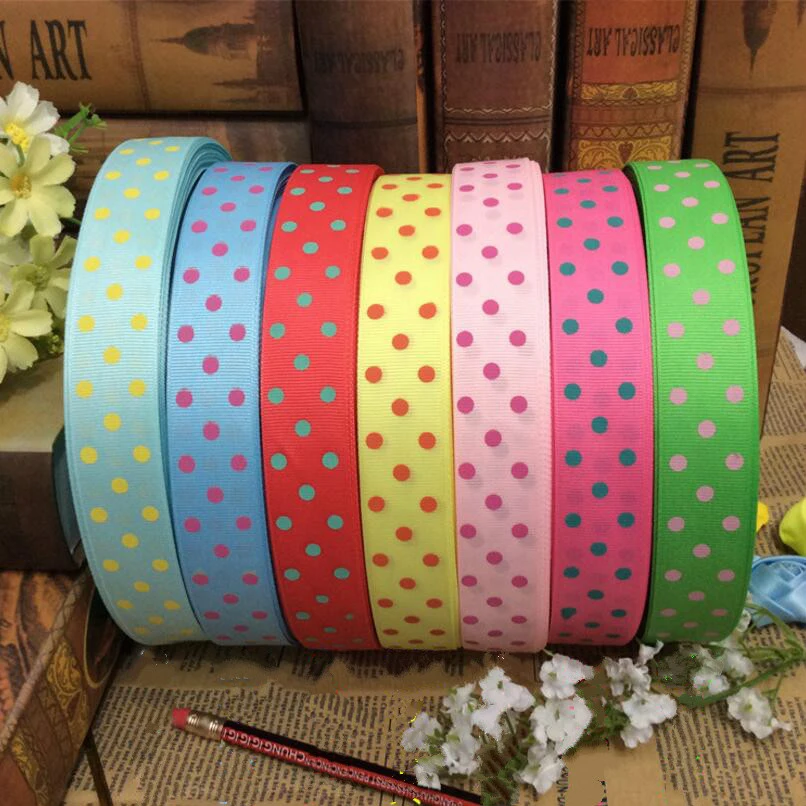 

Dot Printing Ribbon for Diy Handmade Gift Craft Packing Hair Accessories Wedding Materials Package High Quality 100 Yard 25mm