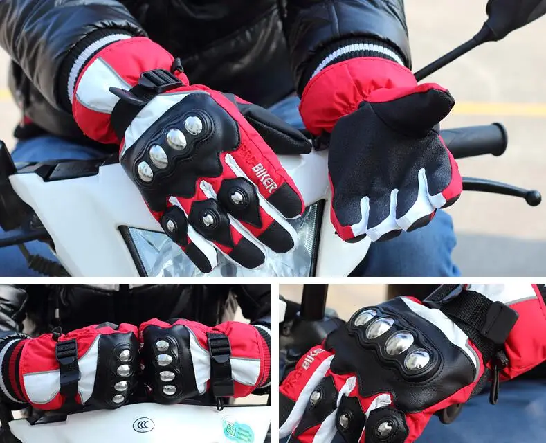 Зима Мотоцикл перчатки теплые водонепроницаемый байкер гоночные мужчин и женщин