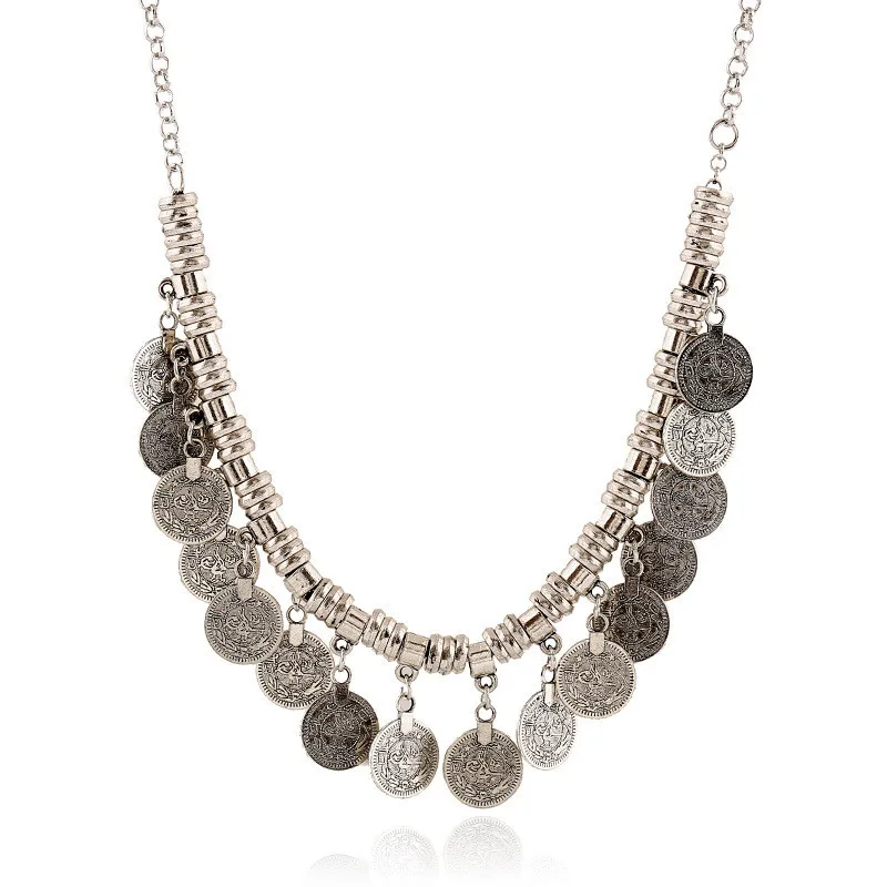 Женское колье чокер с кисточкой и монеткой в этническом стиле|jewelry charm necklace|jewelry