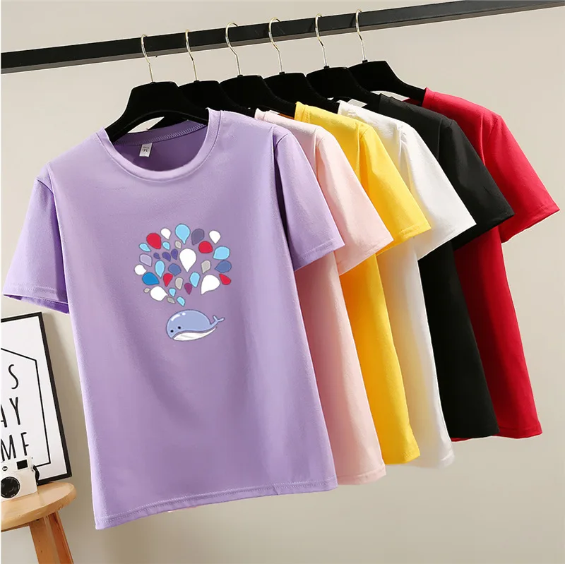 

Women Summer Harajuku Funny Shirts Simple Cute Cartoon Print Tees Casual Short Sleeve O-Neck Girls Lovely T Shirt Female Tops