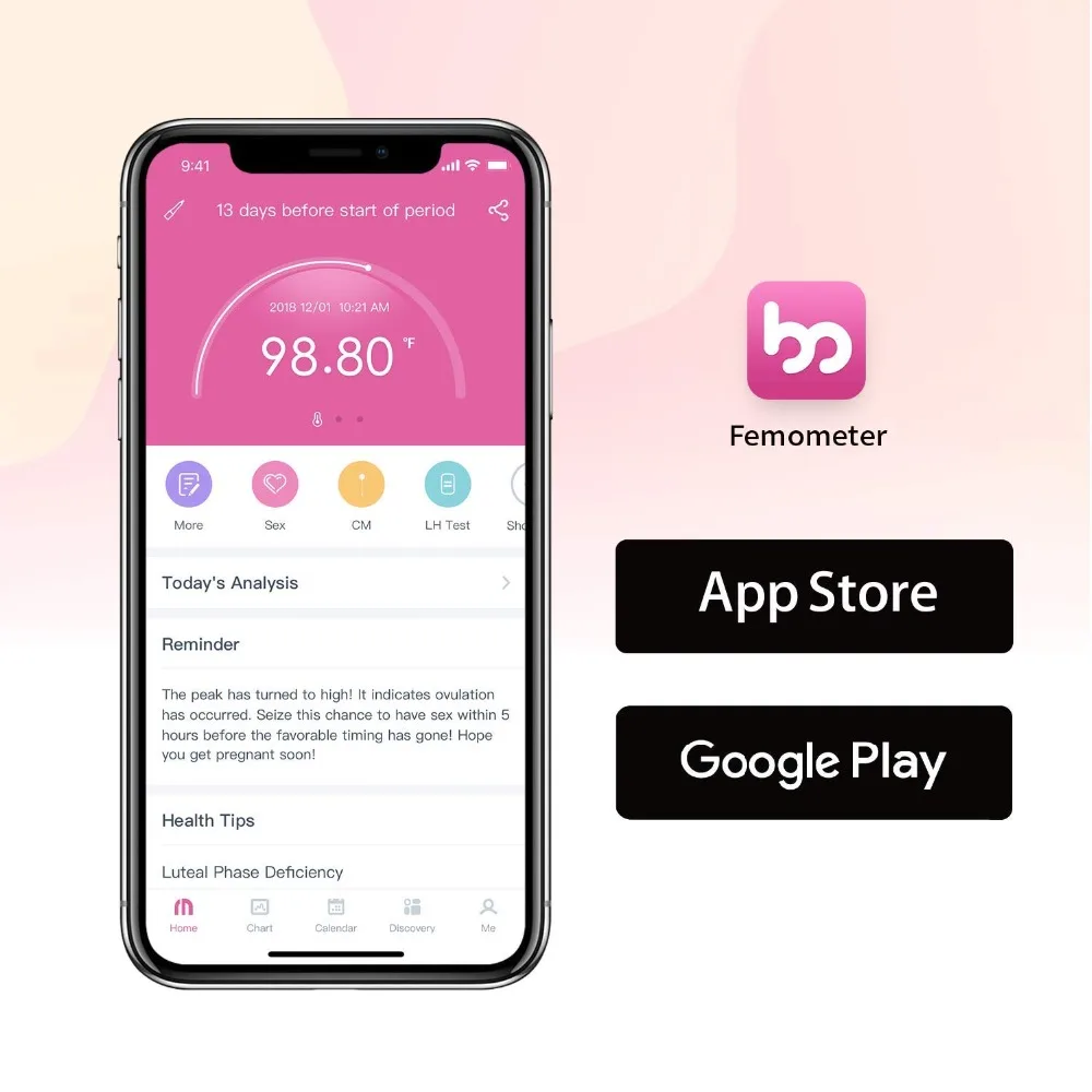 Pelvifine Смарт базальный термометр период овуляции трекер с приложением Auto BBT Sync Charting Coverline предсказание овуляции