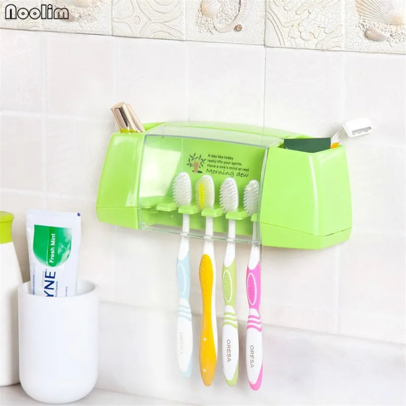 NOOLIM Creative Toothbrush Holder Storage Box Strong Glue Sticker Bathroom Toothpaste Tooth Brush Toiletries Organizer | Дом и сад