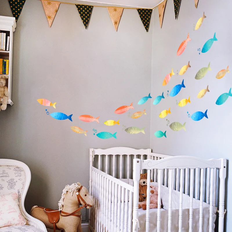 Наклейка на стену с рыбками домашний декор съемные иллюстрации сделай сам