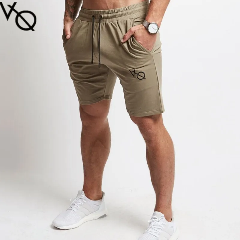 Мужские хлопковые шорты длиной до середины икры спортивные штаны для фитнеса