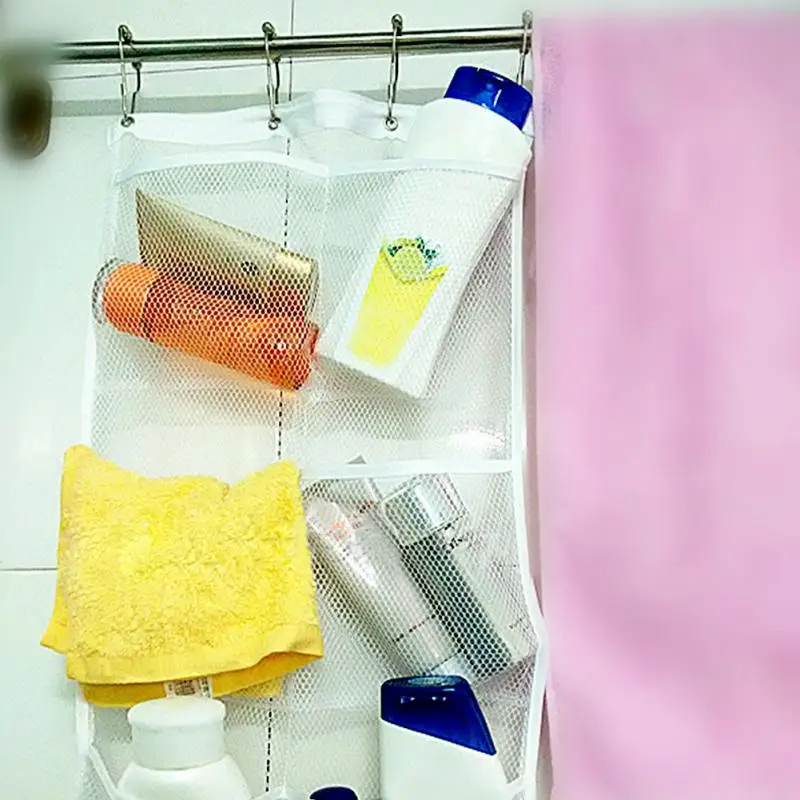 Для ванной Душевой продукт сетка полиэстер Органайзер настенный 6 карманов