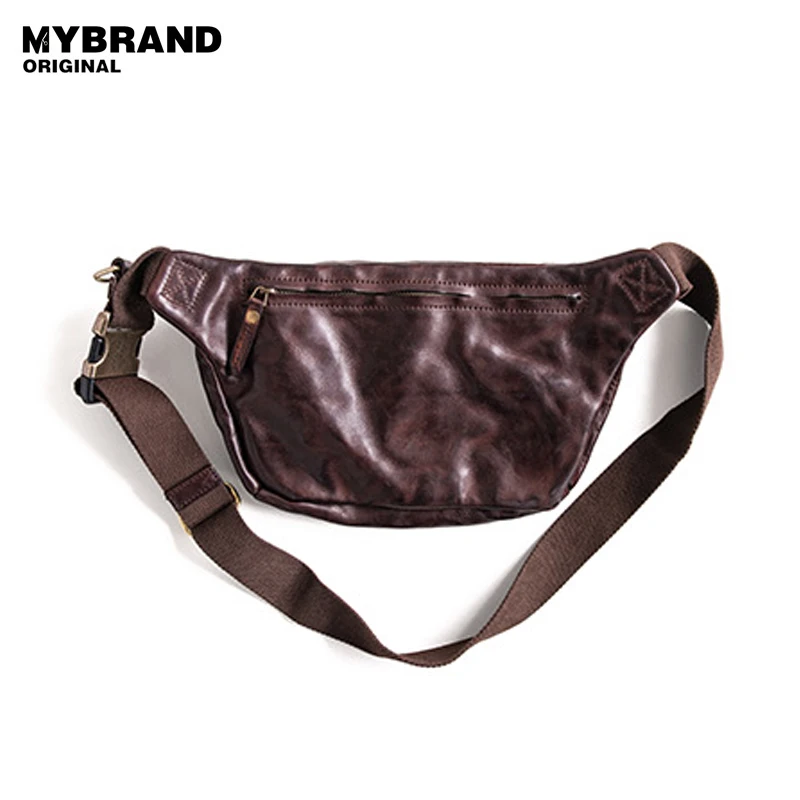 MYBRANDORIGINAL нагрудная сумка для мужчин из натуральной кожи Мужская винтажная