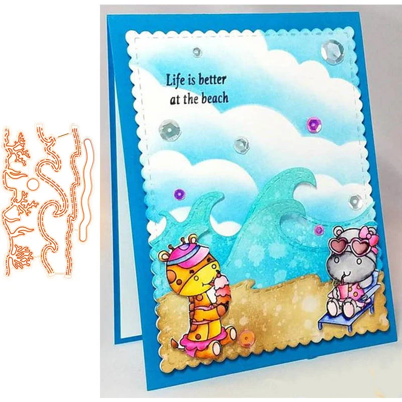 Волнистые трафареты кораллового цвета для скрапбукинга штамп альбомов бумажная