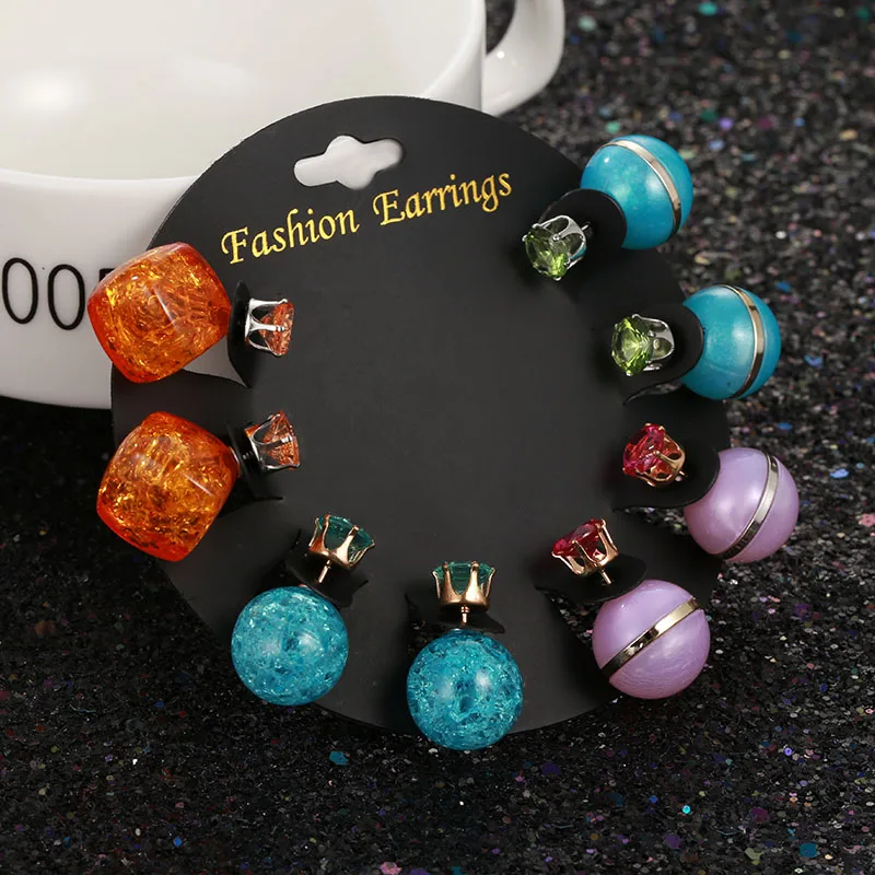 Комплект сережек для женщин модные акриловые серьги пусеты 4