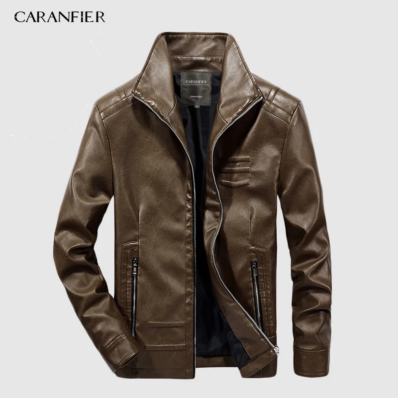 CARANFIER мужская кожаная куртка высокого качества модная мотоциклетная Стильная мужская деловая повседневная куртка ковбойская куртка M~ XXXL - Цвет: 8606 Brown yellow