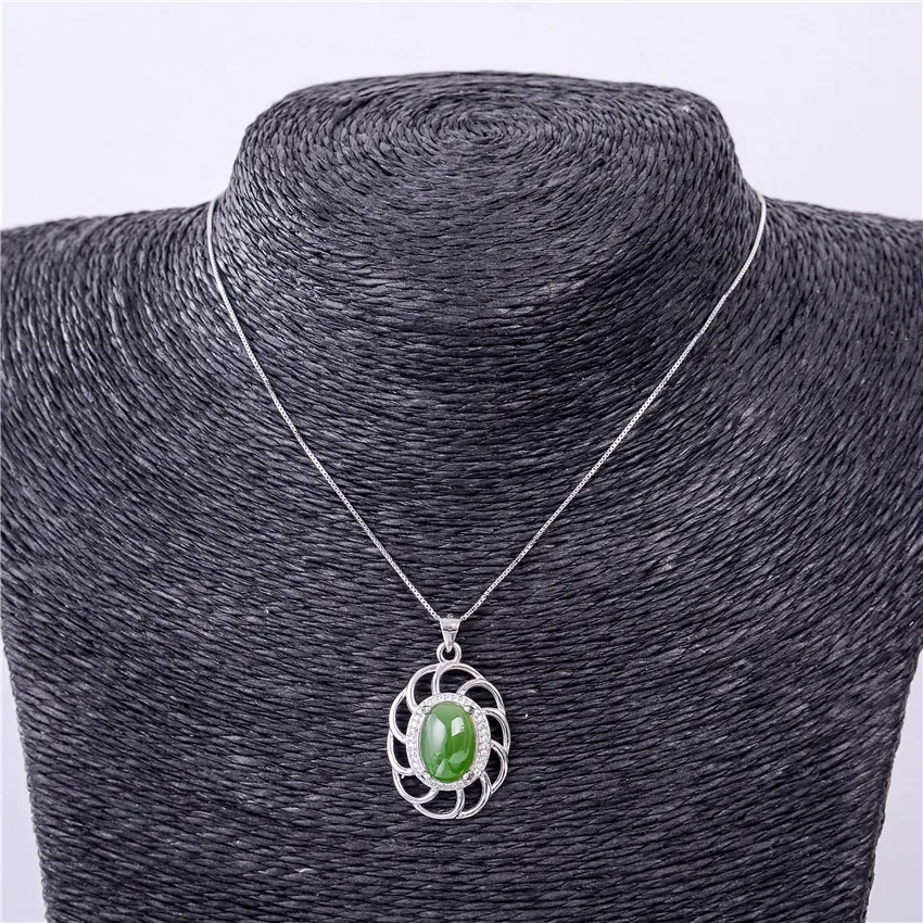 Женское ожерелье с подвеской из серебра 925 пробы яшмой 5 карат|Ожерелья| |