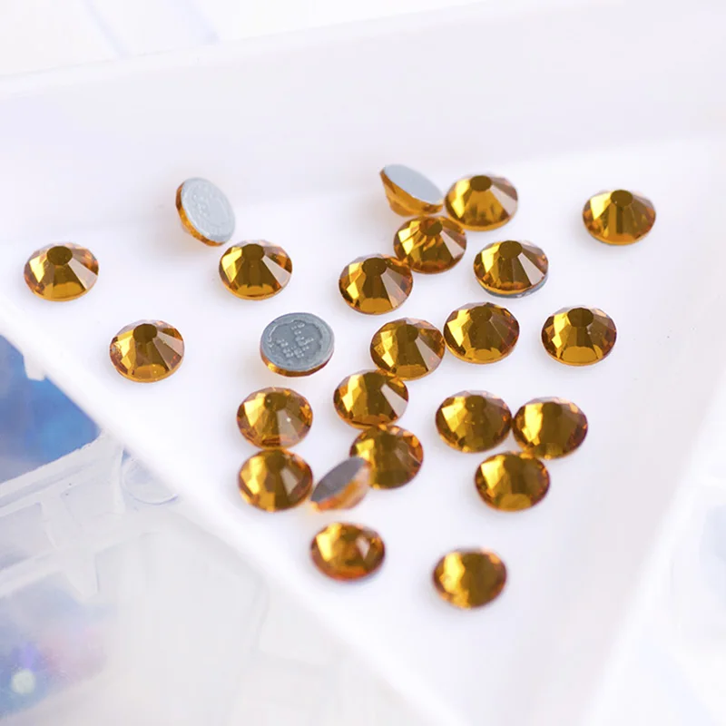 

CTPA3bI 2000HF Topaz Color All Size Glass FlatBack Strass Glass Rhinestone Applique DIY Garments Stones Crystals Accessories