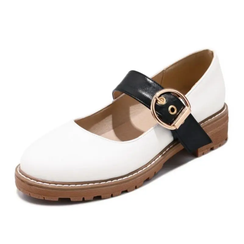 

Tuyoki Size 33-43 Classic Office Lady High Heel Shoes Women Metal Buckle Round Toe Thick Heel Pumps Daily Work Women Shoes
