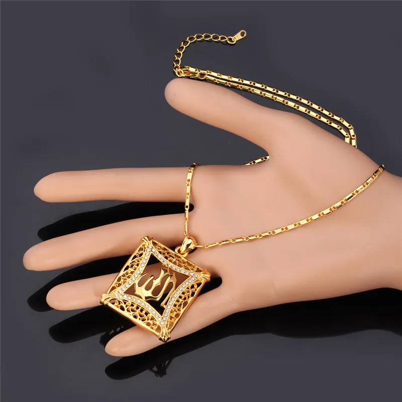 Кулон в стиле K POP золотистого цвета с кристаллами|muslim jewelry|allah pendantislamic charms |