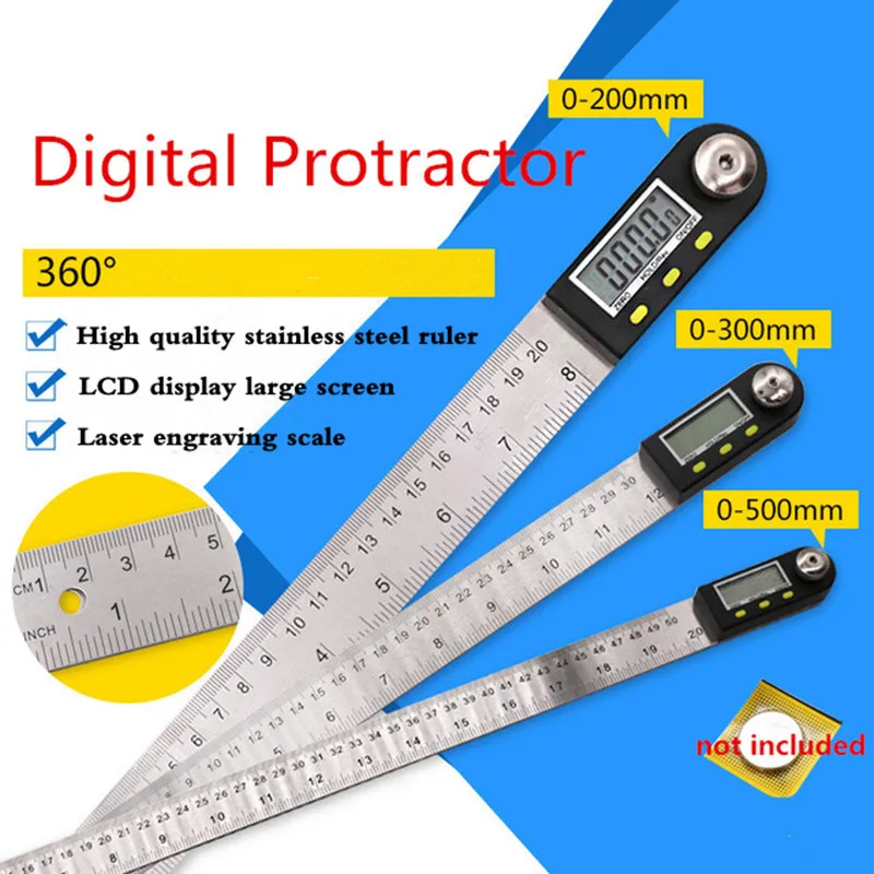 

200mm 300mm 500mm Digital Angle Ruler Finder Meter Protractor Inclinometer Goniometer Electronic Angle Gauge Stainless Steel