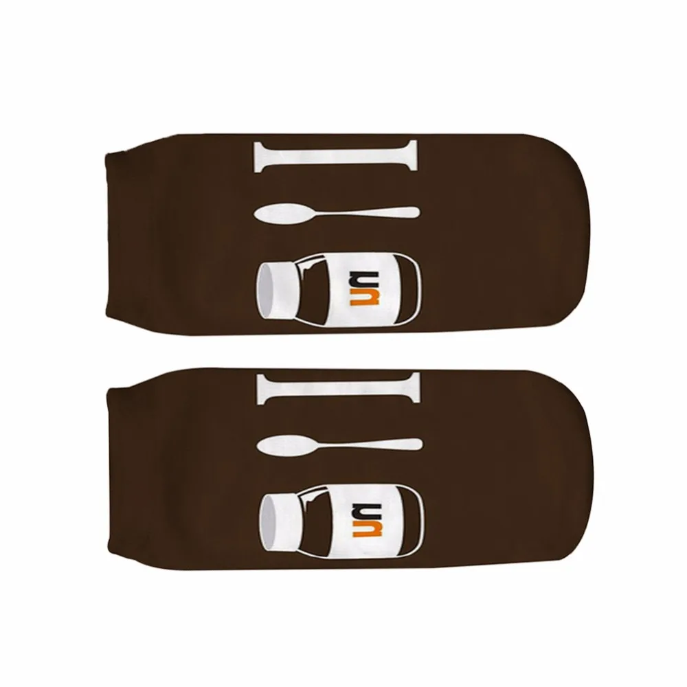 Новое поступление забавные носки с принтом ложки Nutella для девочек повседневные