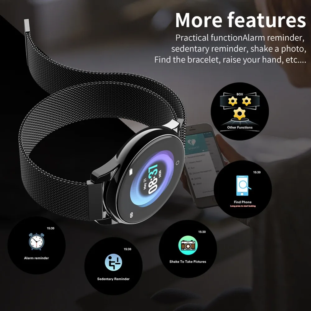 Обновление Bluetooth Smartwatch водонепроницаемый IP67 монитор сердечного ритма мульти-спортивный фитнес-трекер совместим с телефонами Android IOS