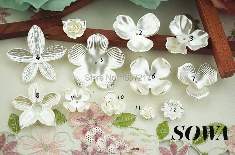 

DIY Making Jewelry Round Mix Ivory Color ABS Resin Imitation Pearls Flower Effect 3D Maple Designed (50pcs/lot)