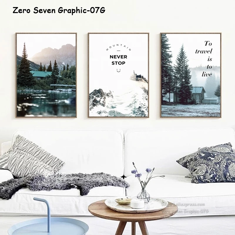 Современный домашний декор лес Снежная горная местность холст живопись постеры