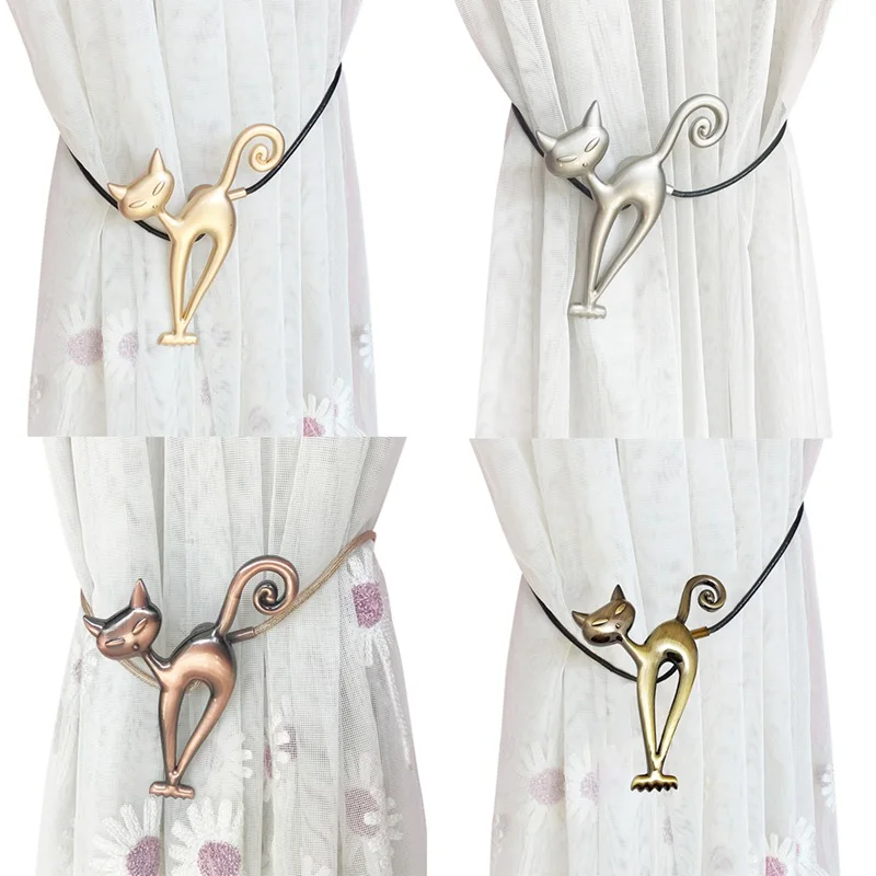 Милый котенок Дизайн домашний занавес Holdbacks магнитная пряжка Органайзер галстук