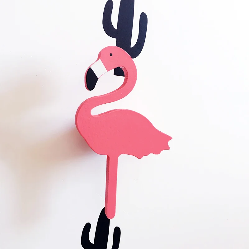 Flamingo Популярные 1 кролик/борода/Облако настенные крючки DIY деревянная вешалка настенные украшения детская комната поставки - Цвет: Flamingo
