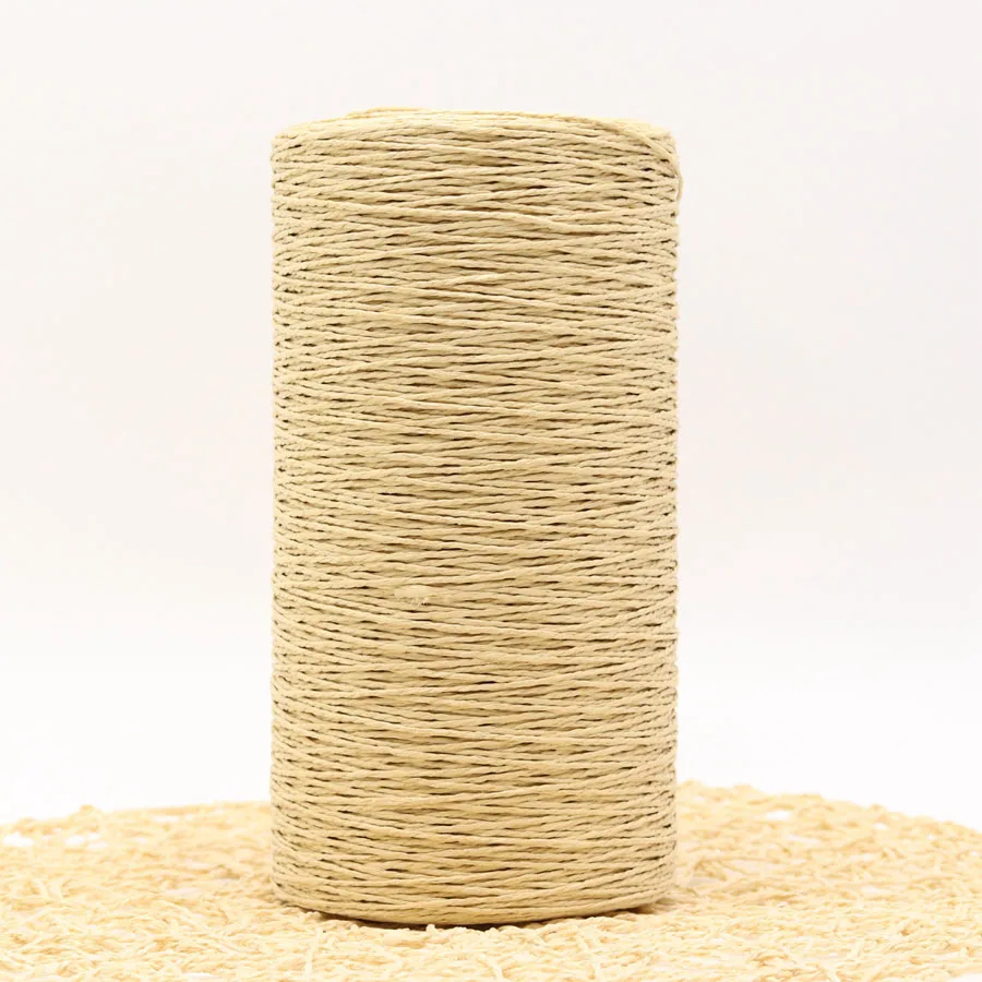 khaki 500 г/рулон, ручная пряжа, рафия, соломенная веревка, мягкая пряжа для вязания крючком, пряжа для ручной работы, летняя шляпа, материал, поставщик - Цвет: khaki