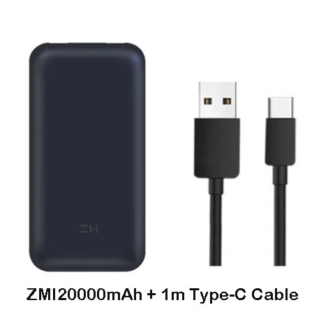 ZMI power Bank 20000 мАч, внешняя батарея QC 3,0, зарядное устройство для ноутбука, внешний аккумулятор с двумя портами для ноутбука QB820 - Цвет: QB820 add Type C