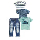 Футболка с коротким рукавом, 4 шт., для мальчиков, с принтом машины