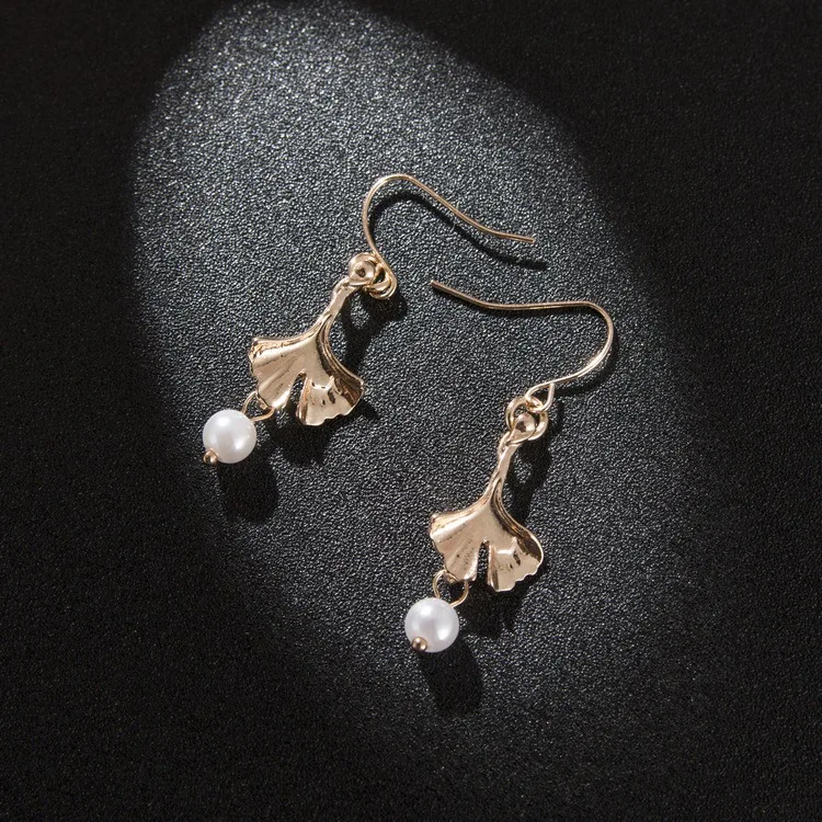 Dangle Earrings temperament ginkgo leaf pearl earring aretes de mujer modernos 2018 earrings korean for women | Украшения и