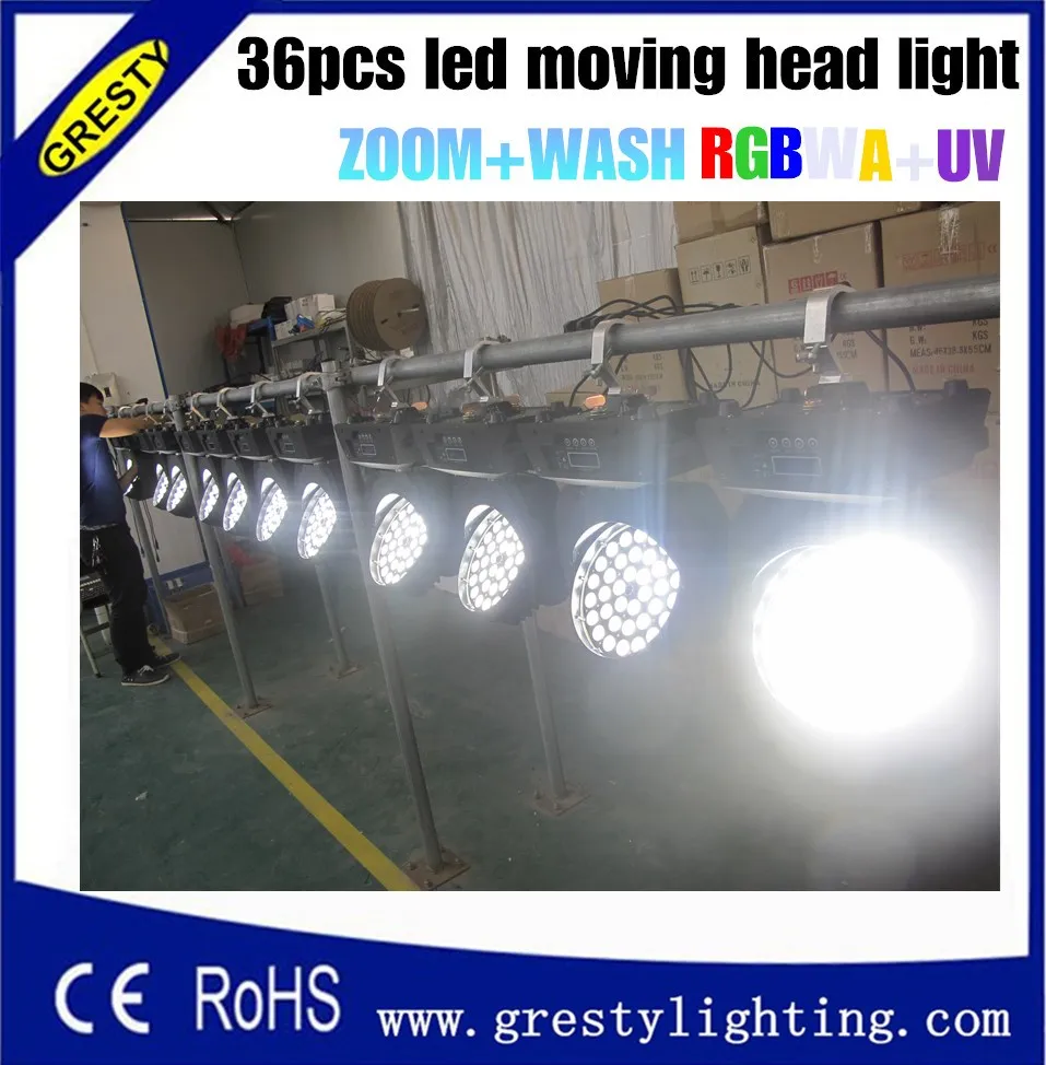 36 шт. 18 Вт rgbwa + uv led движущийся головной свет увеличение луча|moving head light|led moving lightwash