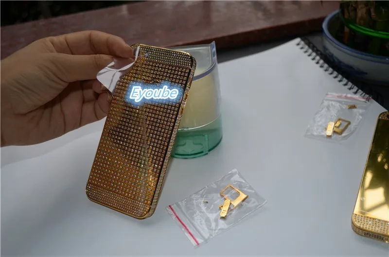 Настоящий 24-каратный Золотой корпус для iphone5 5g 5S Полный Кристалл Алмаз Золотой алмаз корпус