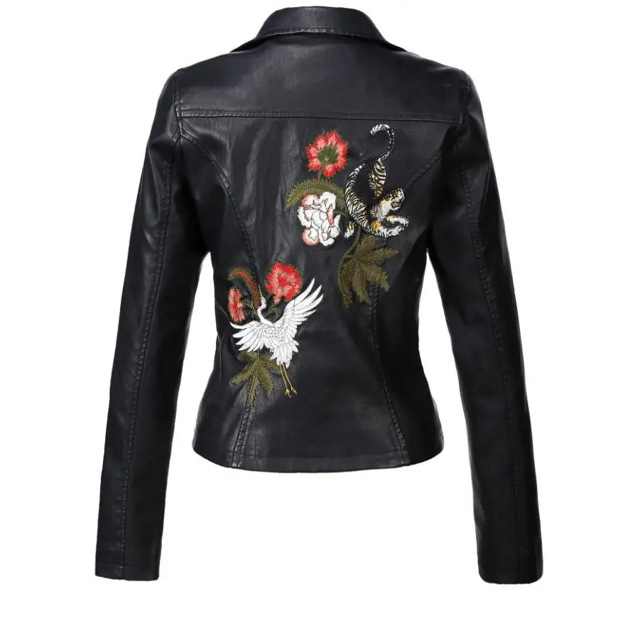Куртка женская из искусственной кожи с вышивкой и заклепками wj1369|jackets ladies|fashion
