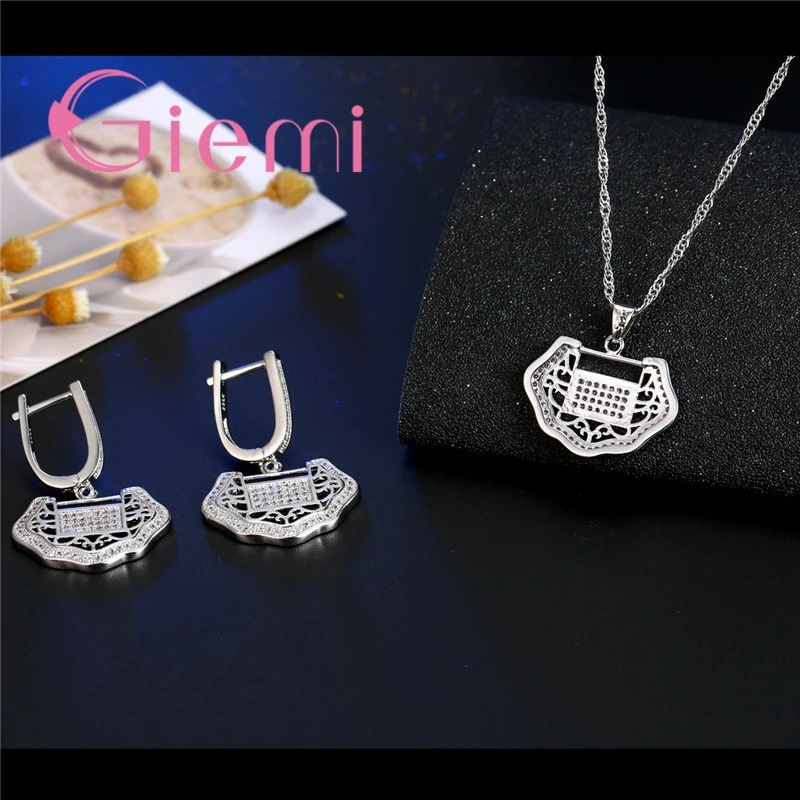 

Classic Chinese traditional longevity lock Jewelry Sets 925 Sterling Silver Accessories Pretty Gifts For Female Partner