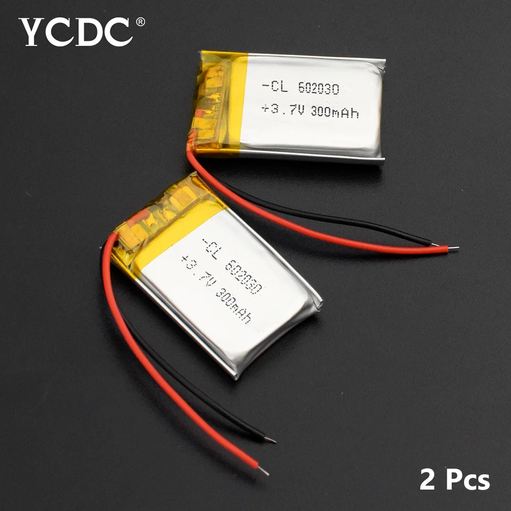 602030 300mAh 2pcs 602030 3,7 V перезаряжаемый 300mAh литий-ионный аккумулятор Замена литий-полимерных батарей для gps MP3 MP4 диктофона - Цвет: 602030 300mAh 2pcs