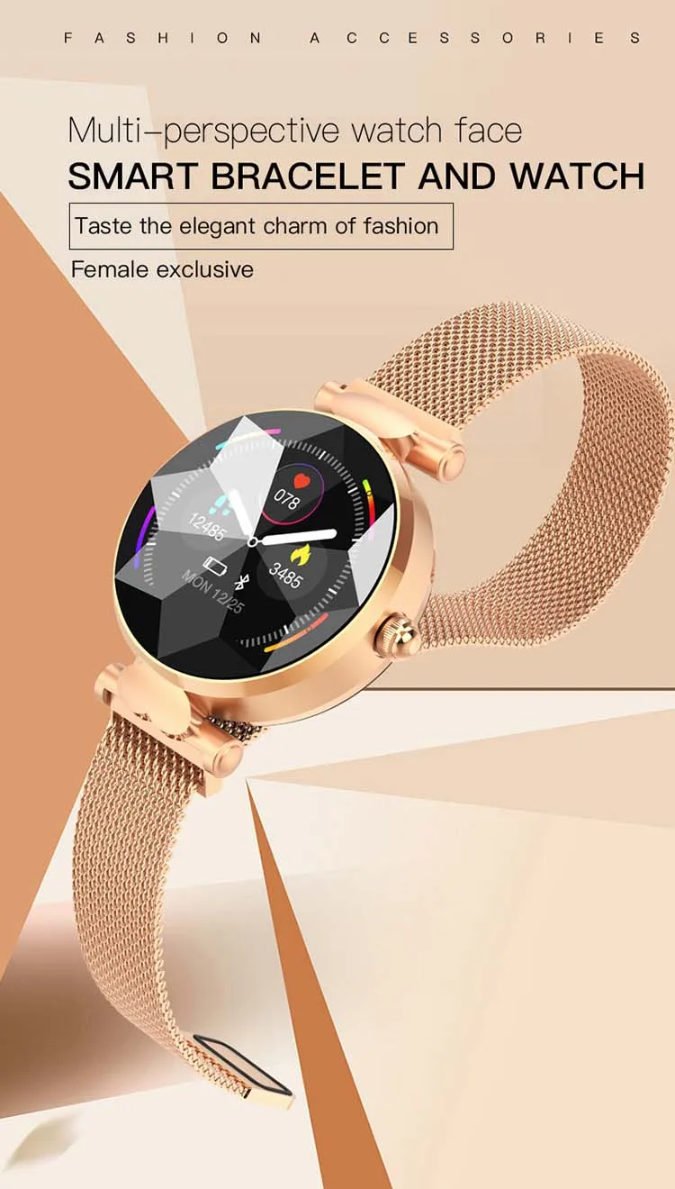 MOMOTS Роскошные Алмазные зеркальные часы для лица водонепроницаемые Смарт-часы женские менструальный цикл напоминание о частоте пульса монитор смарт-браслет