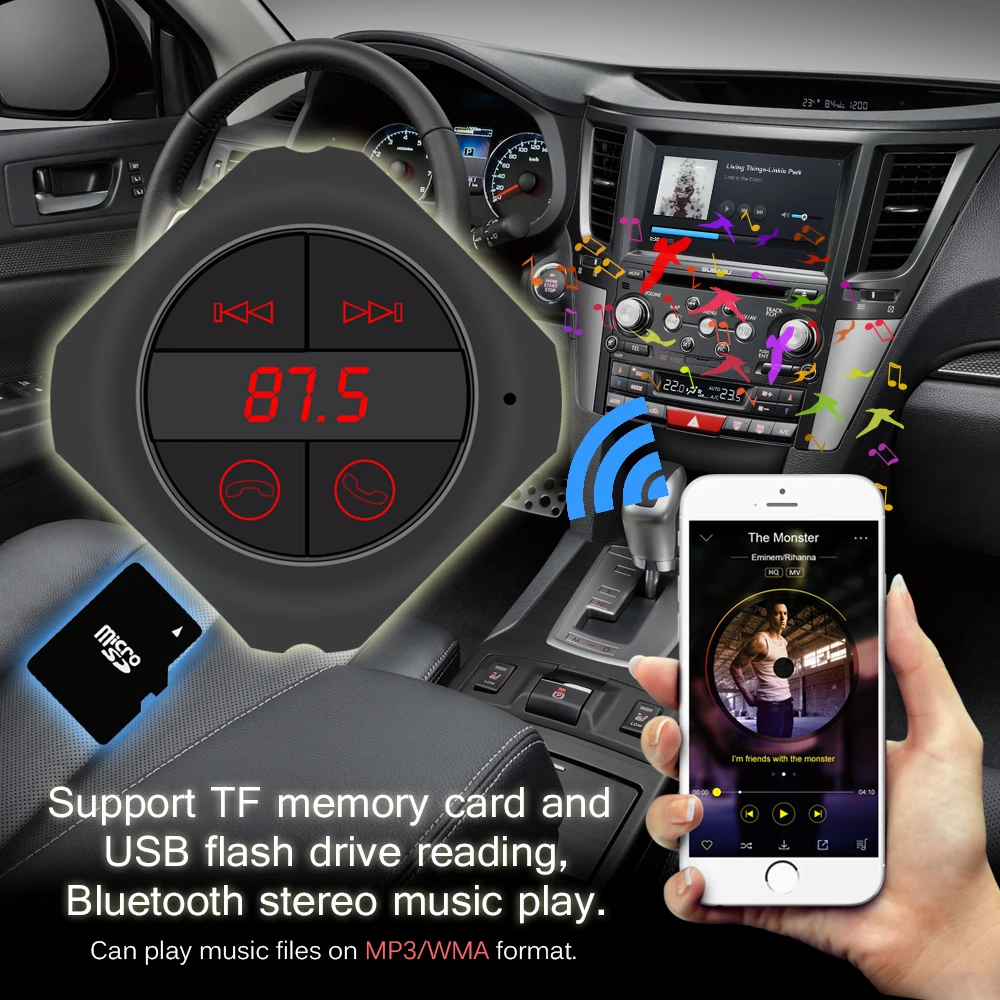 Bluetooth автомобильный комплект беспроводной FM трансмиттер радиоадаптер модулятор
