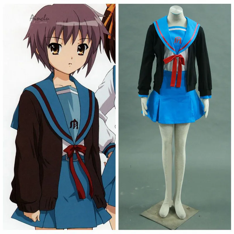 Ainclu бесплатная доставка susumiya Haruhi no Yuuutsu аниме Nagato униформа Юки для взрослых детей