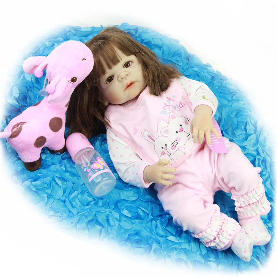 Длинные Синтетические волосы Reborn Baby куклы для девочки игрушка 23 &quotполный корпус