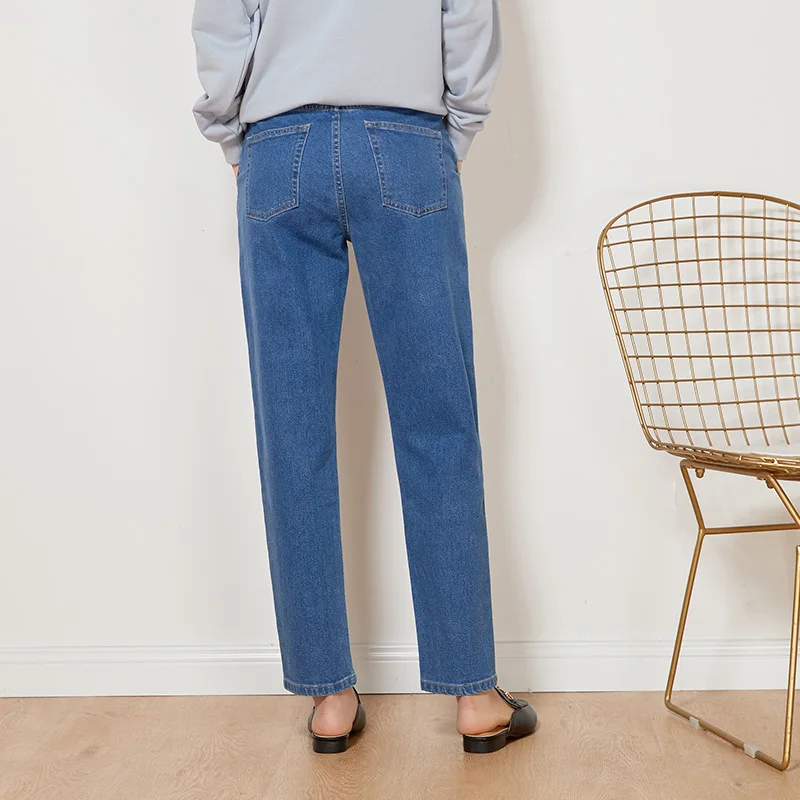 Женские винтажные джинсы LEIJIJEANS, модные голубые джинсы полной длины, с высокой посадкой, большие размеры, весна-лето