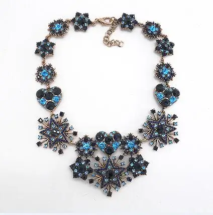 PPG& PGG Роскошные ювелирные изделия для женщин Мода Bijoux Прозрачный Кристалл Снежинка заявление колье ожерелья подвески - Окраска металла: blue