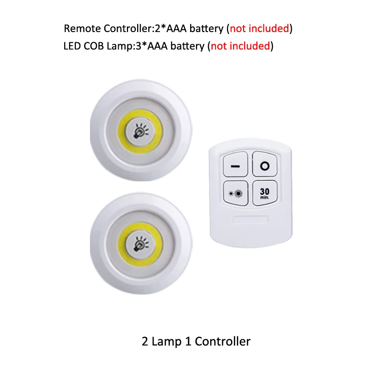 2 lamp 1 controller Затемнения светодиодный ночник подсветка, софиты для шкафа с пультом дистанционного управления Управление Батарея приведенный в действие светодиодный шкафы огни для шкаф для одежды Ванная огни - Испускаемый цвет: 2 lamp 1 controller