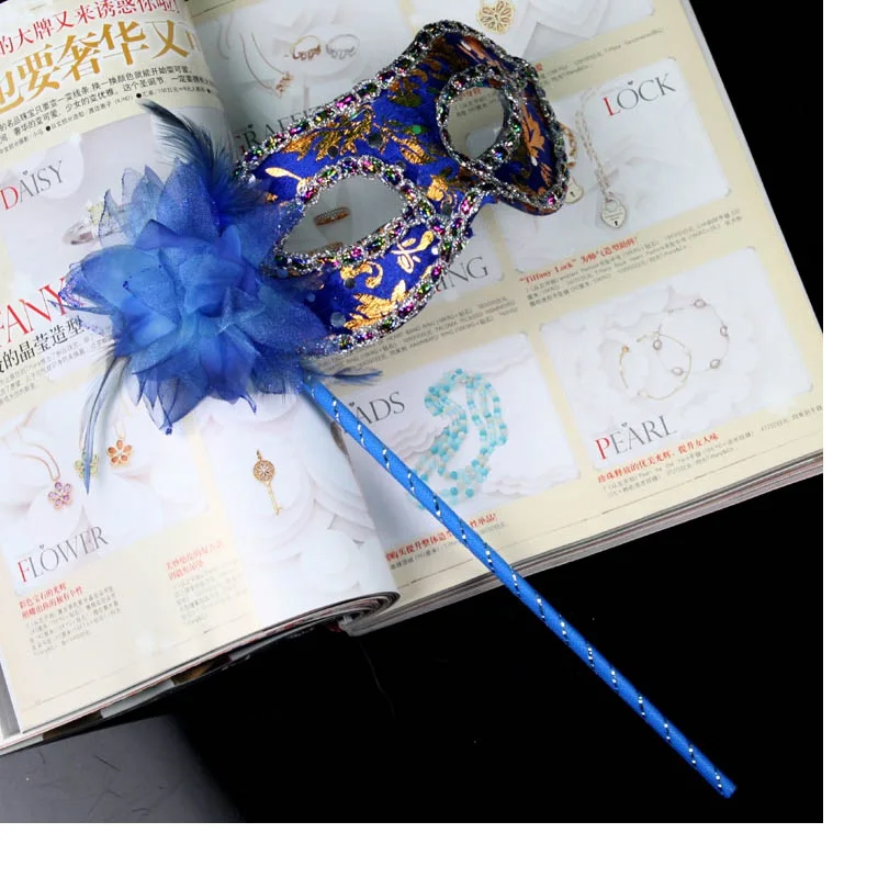100 шт./лот вечерние няя маска ручной работы с палочкой Свадебная Венецианская