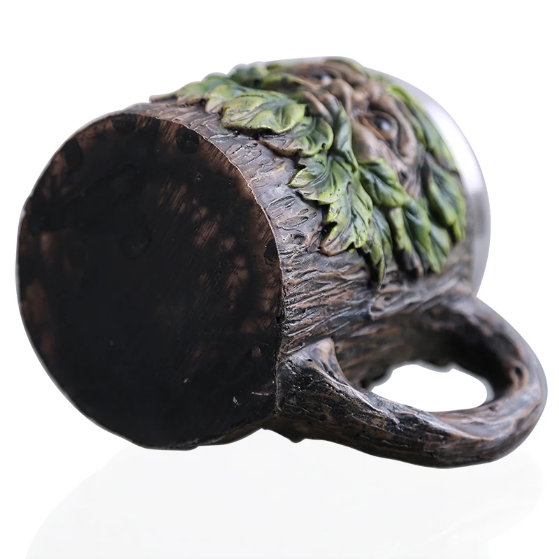 Retro Old Tree Man Resin Stainless Steel Beer Mug Skull Knight Tankard Halloween Coffee Cup Viking Tea Pub Bar Decoration | Дом и сад