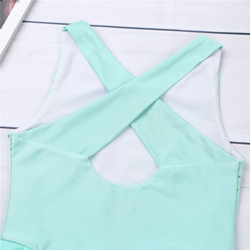 Детское платье для балета без рукавов с перекрещивающимися бретелями и оборками