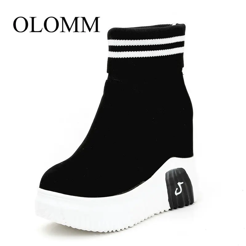 Женские ботинки OLOMM женские короткие эластичные на очень высоком каблуке Осенняя
