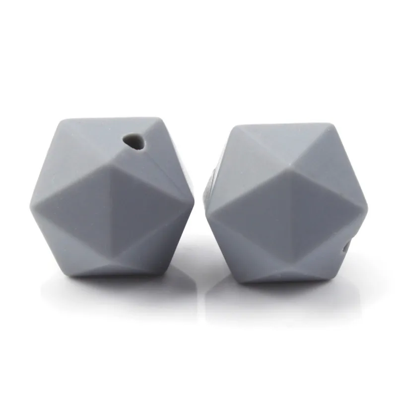 50pcs 14mm Silicone Icosahedron Teething Beads Bpa Free Baby Teether Necklace Bracelet Accessories Infant Nursing Pacifier Chain