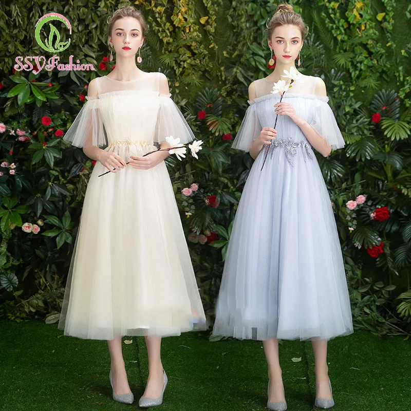 SSYfashion платье с вырезом лодочкой расклешенными рукавами на шнуровке длиной до