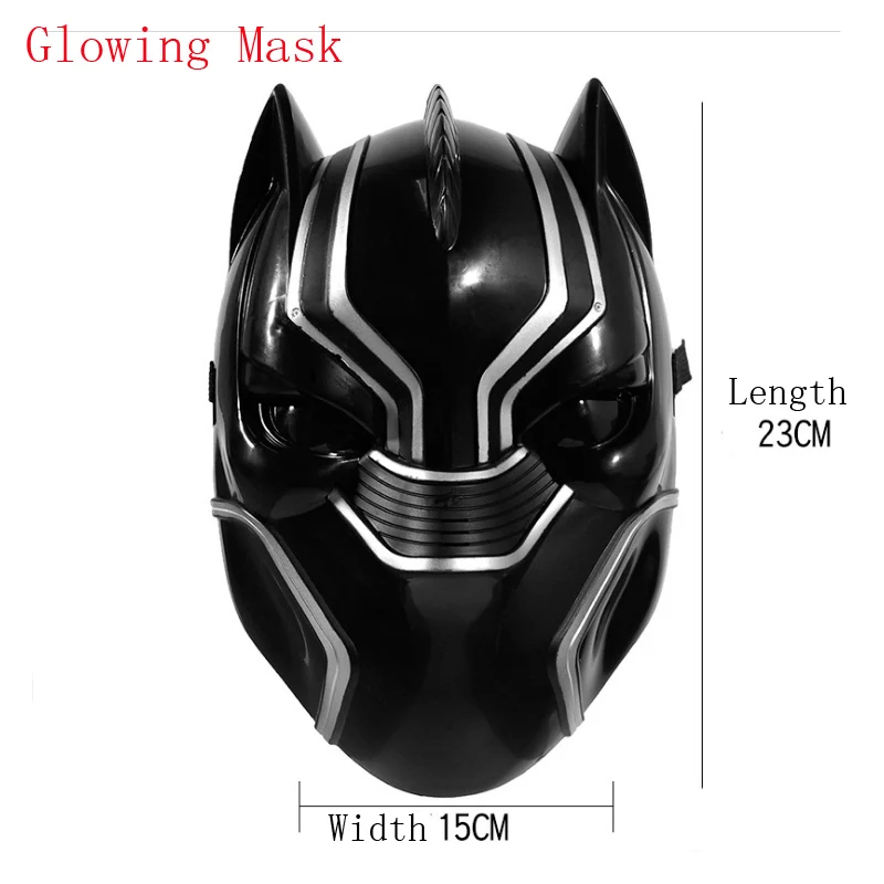 Glowing Mask Черный пантера мстители Супер Героя Комиксов Косплэй для мальчиков ясельного возраста, костюм Wakanda т 'challa Хэллоуин Карнавальная вечеринка, Забавный платье - Цвет: Glowing Mask