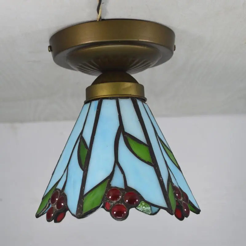 Тиффани Небольшой потолочный светильник абажур из витражного стекла Кантри