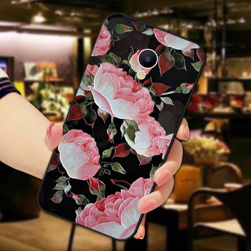 Black Rose 3D рельефный чехол с цветами для Meizu M2 M3 Mini M5 M6 Note M5S M6S M5C A5 роскошный мягкий черный чехол с цветами для Meizu M3 Max MX6 - Цвет: Black Rose