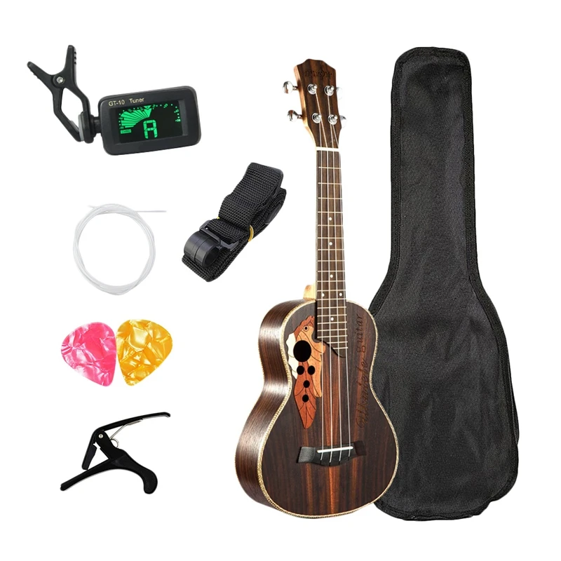 

Concert Ukulele Kits 23 Inch Rosewood Ukulele 4 String Mini Hawaii Guitar With Bag Tuner Capo Strap Stings Picks For Beginner